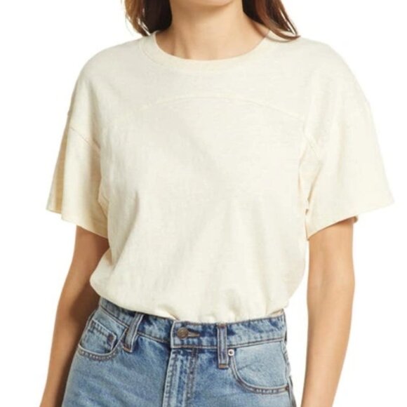 Madewell (Re)sourced BioFibre Seamed Tee in Undyed Beige, Size XS - Picture 6 of 6